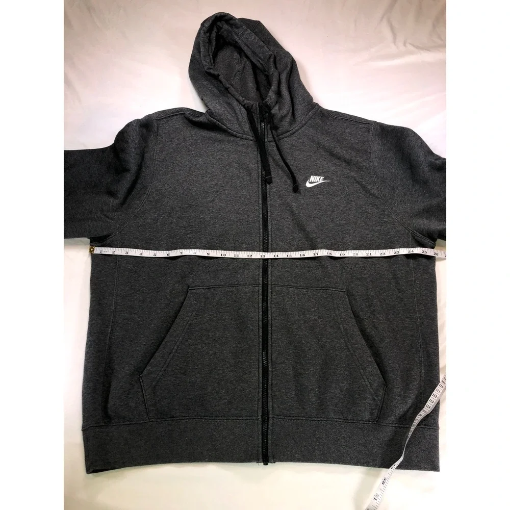 Nike Mens Sportswear Club Fleece Full Zip Hoodie Charcoal Grey XL BV2645-071